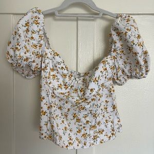 Reformation floral print square neckline top, size 4